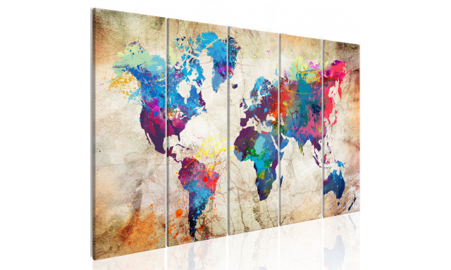 Obraz - World Map: Colourful Ink Blots
