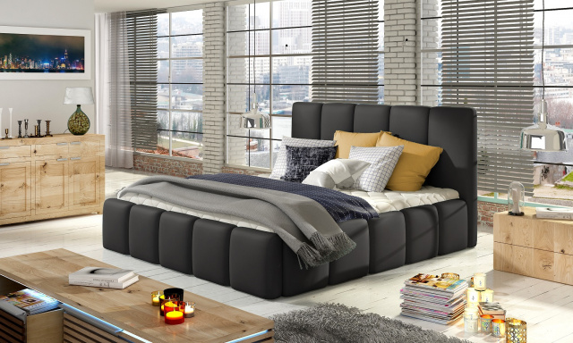 Moderná posteľ Begie, 180x200 čierna eko koža Soft