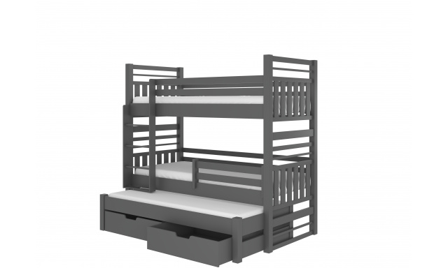 Poschodová posteľ pre 3 deti Hanka, 200x90cm, sivá