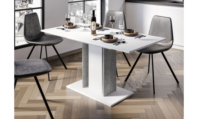 Rozkladací jedálenský stôl Vala, biela/stone