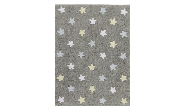 Bio koberec kusový, ručně tkaný Tricolor Stars Grey-Blue