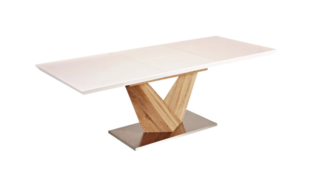 Luxusný jedálenský stôl Sego137, sonoma/biely lakovaný, 160-220x90cm