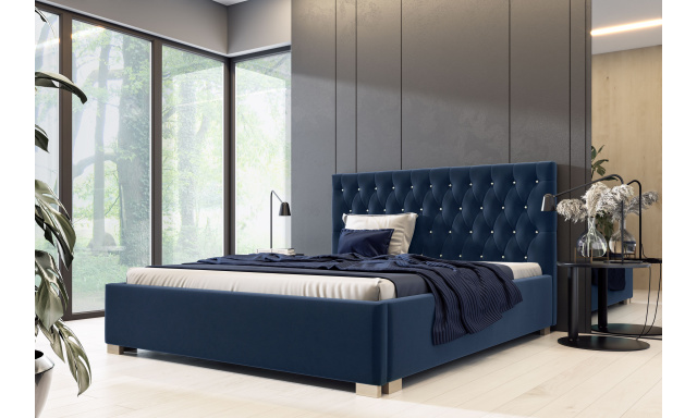Čalúnená posteľ Vesemir 160x200cm, modrá MattVelvet