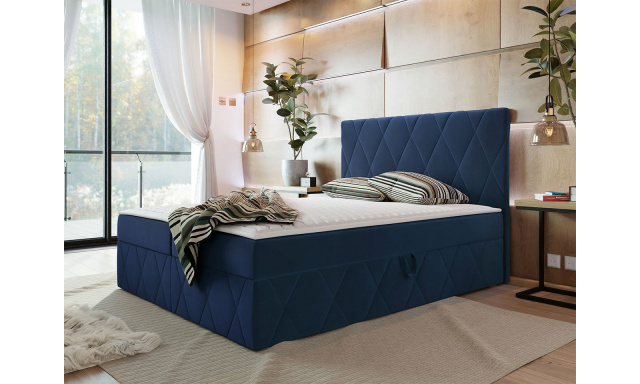 Moderný boxspring posteľ Silena 160x200cm, tmavo modrá Magic Velvet