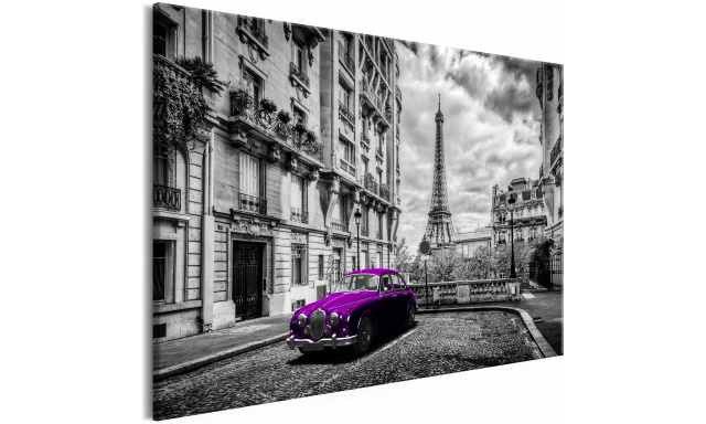 Obraz - Car in Paris (1 Part) Violet Wide