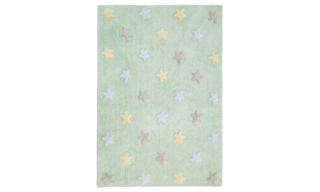 Bio koberec kusový, ručně tkaný Tricolor Stars Soft Mint