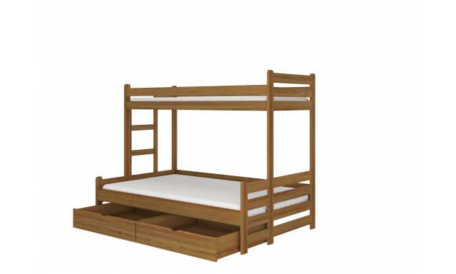 Poschodová posteľ pre 3 deti Blanka, 200x90cm, dub