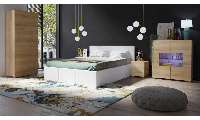 Moderná posteľ z eko-kože Celeste, biela