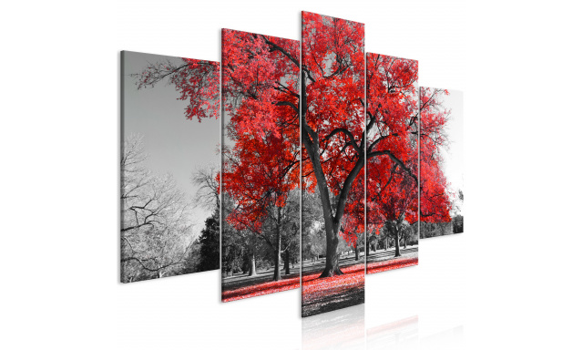 Obraz - Autumn in the Park (5 Parts) Wide Red