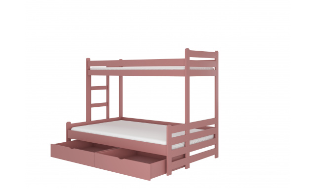 Poschodová posteľ pre 3 deti Blanka, 200x90cm, ružová