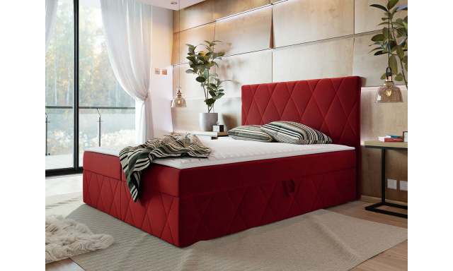 Moderný boxspring posteľ Silena 180x200cm, červená Magic Velvet