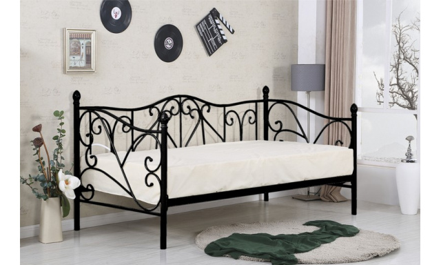Kovová posteľ HAL2111 90x200cm, čierna