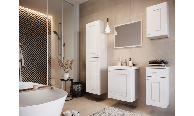 Kúpeľňový nábytok Visma C, biela + umývadlo + zrkadlo