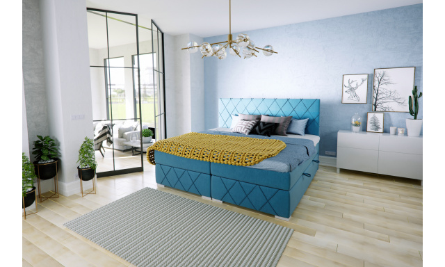 Moderná boxspring posteľ Rendo 180x200cm, modrá Magic Velvet