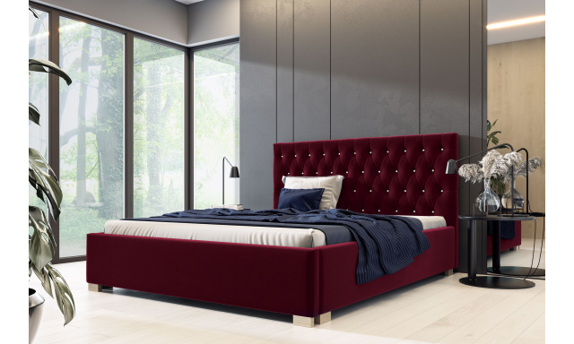 Čalúnená posteľ Vesemir 160x200cm, vínová Riviera