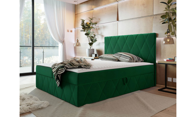 Moderný boxspring posteľ Silena 180x200cm, zelená Magic Velvet