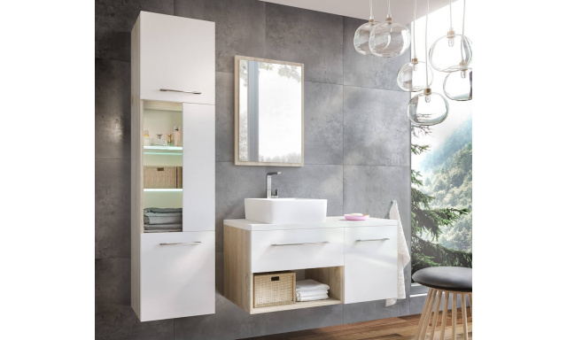 Moderný kúpeľňový nábytok Arteon A, sonoma + biely lesk