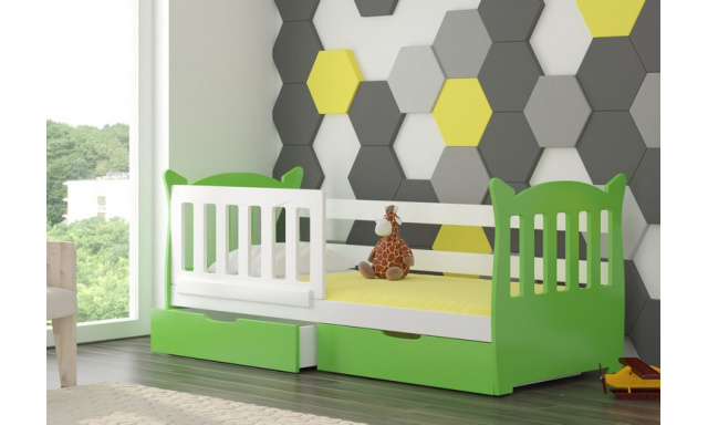 Detská posteľ Lekra, biela / zelená + matrace ZADARMO!