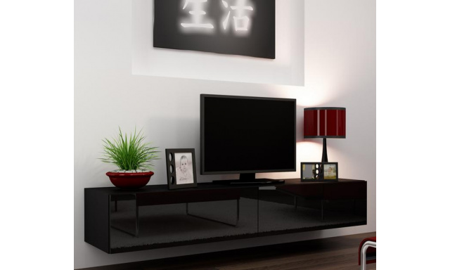 Moderný TV stolík Igore 140, černá/černý lesk