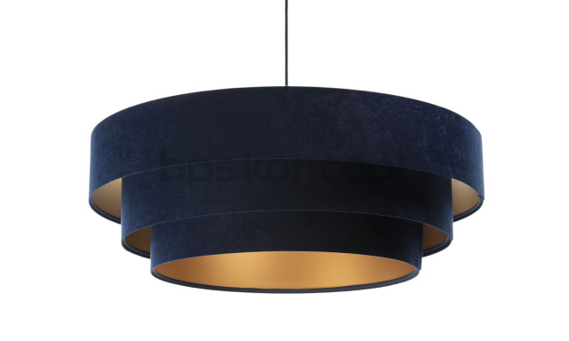 Dizajnová závesná lampa Trento, modrá/zlatá