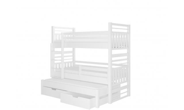 Poschodová posteľ pre 3 deti Hanka, 200x90cm, biela