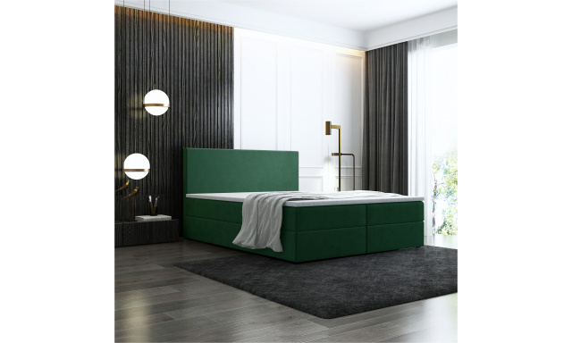 Box spring posteľ Bodie 160x200 cm zelená