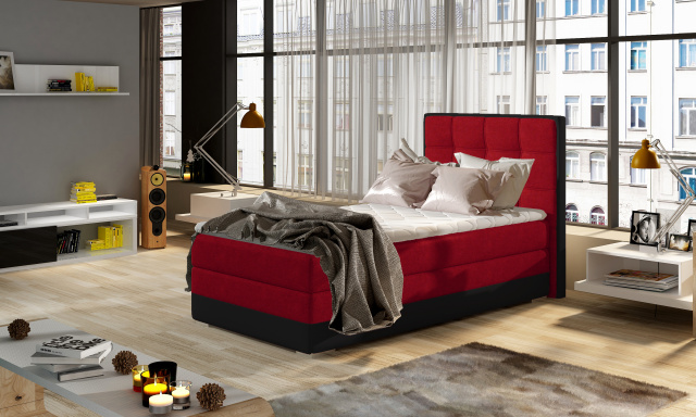 Moderná box spring posteľ Adam  90x200, červená