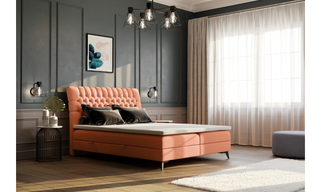 Moderná boxspring posteľ Maja 200x200cm, oranžová Magic Velvet