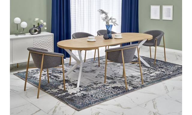 Jedálenský stôl v Škandinávskom štýle Hema131, dub zlatý/biela