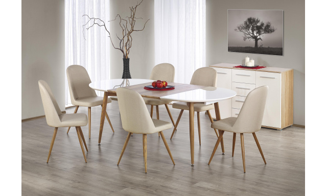 Elegantný rozkladací jedálenský stôl Hema1881, dub medový/biely