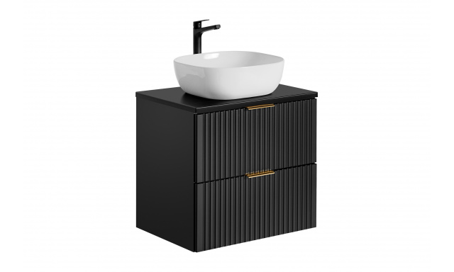 Kúpeľňový nábytok Adela, zostava H/čierny mat-60cm + umývadlo