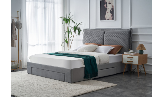Moderná posteľ s úložným priestorom Hema106, sivá (160x200cm)