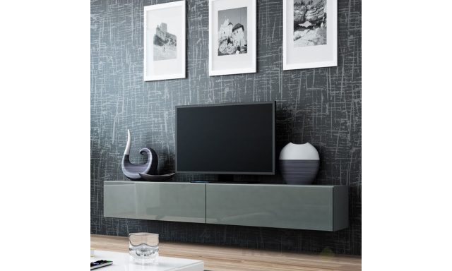 Moderný TV stolík Igore 180, šedá/šedý lesk