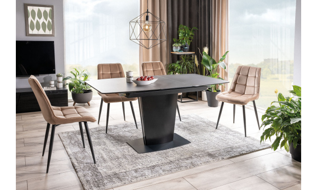 Jedálenský stôl Ava, sivá/čierny mat