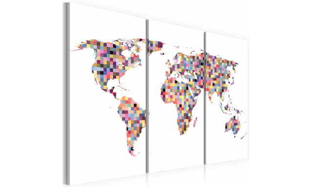 Obraz - Map of the World - pixels - triptych