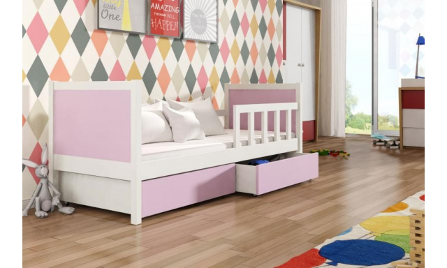 Detská posteľ Piano, biela / ružová + MATRACE