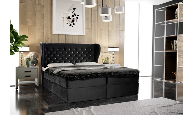 Manželská posteľ Cynthia 180x200cm, čierna + matrace!