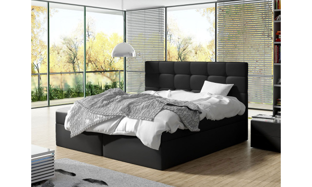 Moderná box spring posteľ Lipari 160x200, čierna