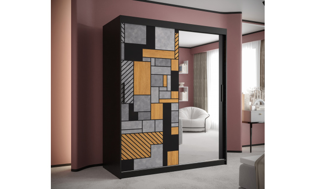 Šatníková skriňa Tetris 2 se zrkadlom, 150cm