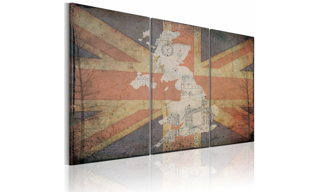 Obraz - Map of Great Britain - triptych