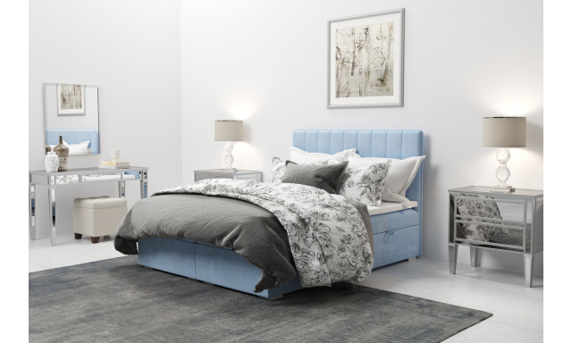 Modernýá boxspring posteľ Redit 200x200cm, modrá Magic Velvet