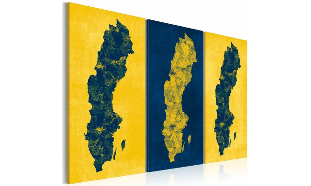 Obraz - Painted map of Sweden - triptych