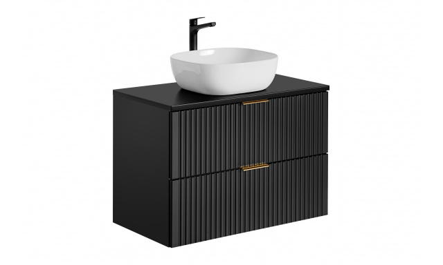 Kúpeľňový nábytok Adela, zostava K/čierny mat-80cm + umývadlo