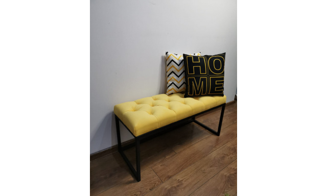 Moderní taburet/lavice Funny112, černá/žlutá