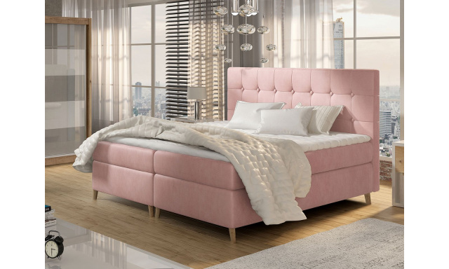 Moderná box spring posteľ Ariel 180x200, ružová