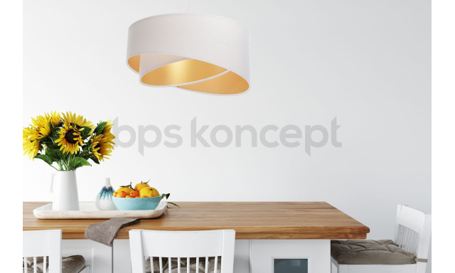 Dizajnová závesná lampa Grismo, biela/zlatá
