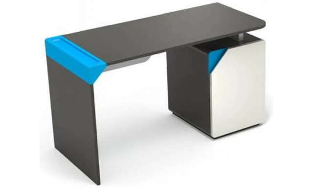 PC stôl Fantasy, Grafit/ Sivá/ Modrá