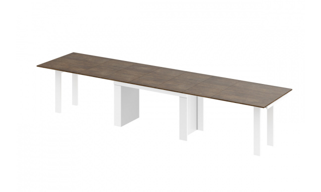 Jedálenský stôl Margo- rozklad od 170 cm do 410 cm, doska Lava Rock mat/ nohy biely lesk