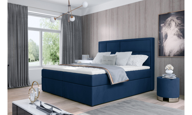 Kvalitná box spring posteľ Meredit 180x200, modrá Monolith