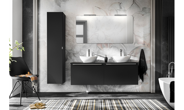 Kúpeľňový nábytok Santino, zostava C / čierna - 120cm+ 2x umývadlo